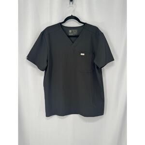 FIGS Scrub Shirt Mens Large Black Technical Collection V Neck Pocket FM1500